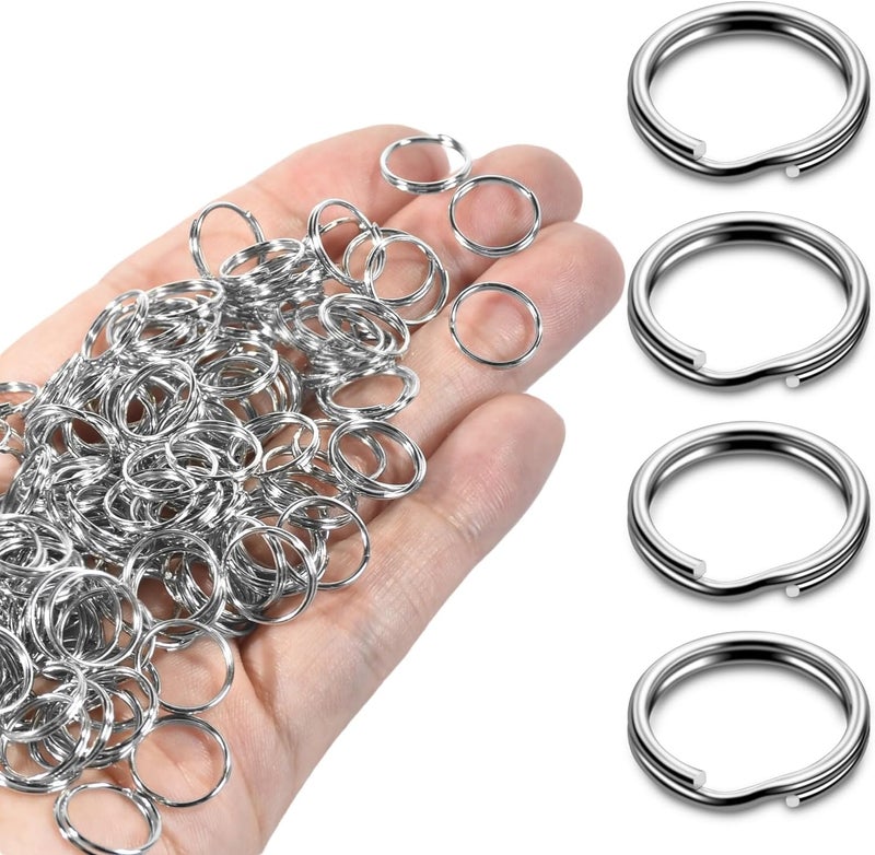 ManTangSun 1/2" 300 PCS Silver Small Key Rings, Double Loops Split Rings Jewelry Making Metal Mini Key Ring for Keychian, Pet Collar Tag, Luggage Tag DIY Craft Hardware - Image 1